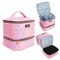 SAVILAND PU Leather Nail Polish Organizer Bag for Nail Tech, Pink - color: A-Pink