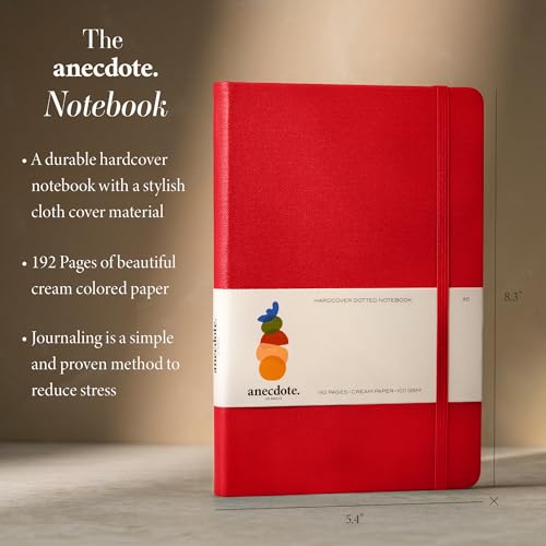 ANECDOTE. Lined Journal Notebook,192 Pages, A5 size: 8.3" x 5.4"| Hardcover - color: Red, size: 8.3" x 5.4"