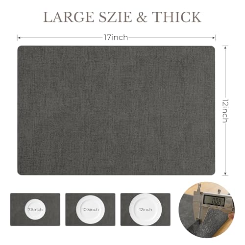 Romanstile Faux Leather Vinyl Placemats Set of 6, Charcoal - color: Charcoal