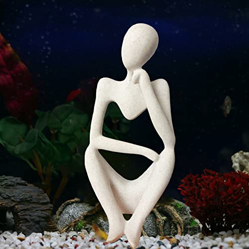 Dnoifne The Thinker Sculpture, Aquarium Ornaments, Abstract Sculpture Statue, Gift Art Decorative, Home Decor Figurine (Left, Large) - color: Left, size: Large