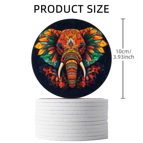 Trillionn 12 Pack Felt Cup Coasters for Drink, Absorbent Coasters for Coffee, Animal Pattern Design - color: Animal