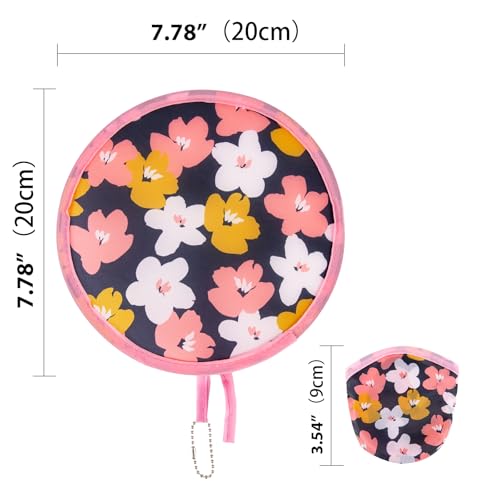12Pcs Floral Round Foldable Hand Fan Japanese Foldable Fan Style Handheld Compact Cooling Fans,Round Folding Fan for Outdoor Games,Xmas Decoration,Festival,Party Favors,Travel,Events - color: 12Pcs Floral