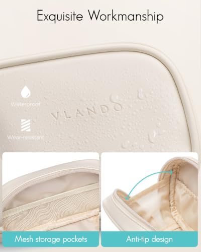 VLANDO Small Makeup Bag for Purse, Fits Lip Gloss,Brow Pencils,Cream White - color: Small-Cream White