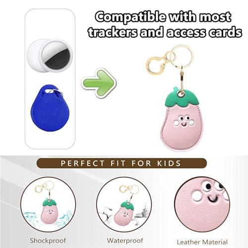 BORKUANA PU Leather Keychain Holder Protective Case Compatible with AirTag - color: Eggplant