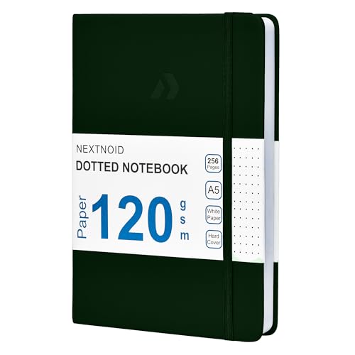 Nextnoid A5 Dotted Notebook, Hardcover, 256 Pages, 120 GSM, Green - color: Green, style: Dotted 256 Pages