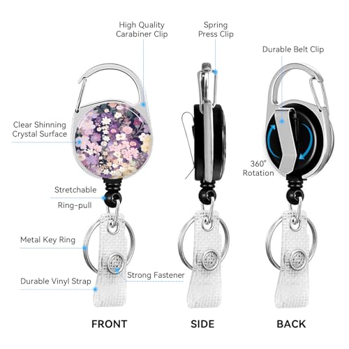 2 Pack Flowers ID Badge Holder with Clip Badge Reels - color: 2 Pack-flowers 8