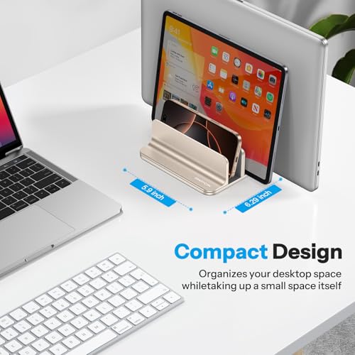 OMOTON 3-Slot Multiple Vertical Laptop Stand, Fits MacBook, Starlight - color: Three Slots-Starlight
