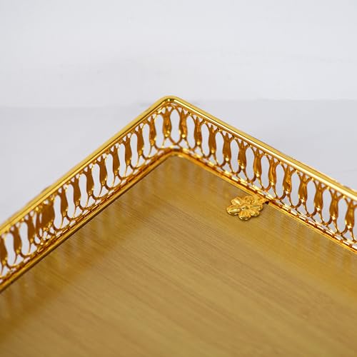 Funerom Gold Decorative Serving Tray Set of 2 Rectangular