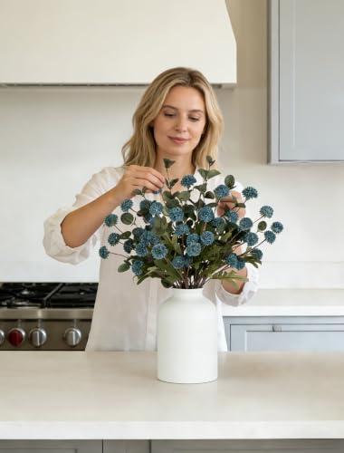 BLOSMON Dusty Blue Flowers, Fake Mums Centerpieces Table Decorations - color: Dusty Blue