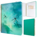 Cute Spiral Notebook Lined Journal B5 Note Book with Pocket, Green - color: Dragonfly