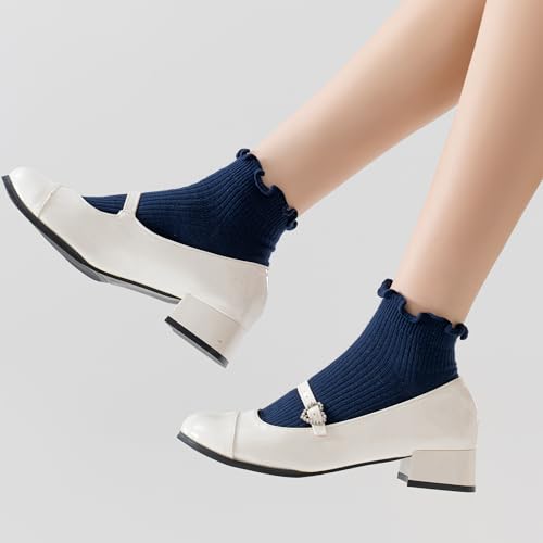 Mcool Mary Womens Ankle Ruffle Socks 6 Pack - color: Navy Blue, size: 5-9