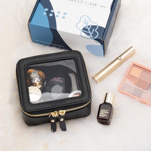 Aveniee Clear Makeup Bag Small, Mini Travel Toiletry Bag Cosmetic Bags TSA Approved, Clear Makeup Case Pouch with Zipper, Car Organizer Essentials for Women Men,Black - color: Black, style: Mini Trend