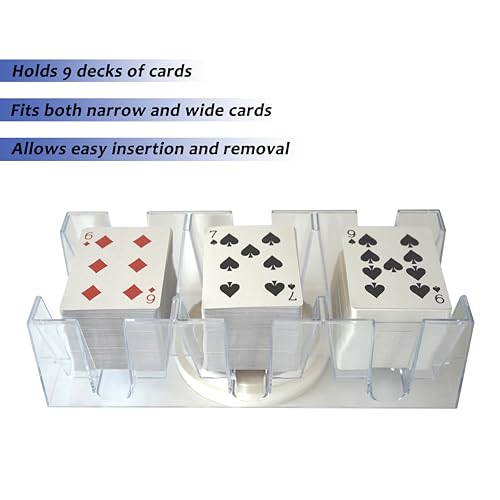 DNB Revolving Playing Card Tray - 9 Deck Plastic Rotating Canasta Card Holder - style: 9 Deck