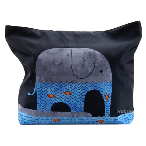Beach Tote Bags Travel Shopping Bag With Zippered for Women - color: Elephant