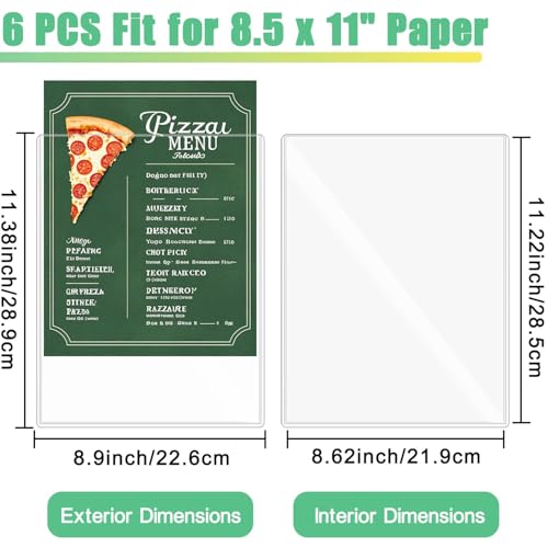 6-Pack 8.5" x 11" Rigid Print Protectors, Transparent Hard Plastic Page Sheet Protectors, Clear Plastic Sleeves for Paper Photo Poster, Protective Covers for Document Certificates