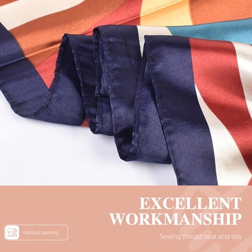 35 Inches Silk Head Scarf-Satin Hair Scarves Silk Bandana Scarf Headscarf for Women's Fashion Scarves - color: Colorful Sunflower - Navy Blue