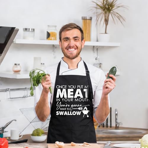 Funny Black Apron with Pockets for Man,Dad,Husband,Father in Law,Chef Daddy Women Grilling Apron BBQ Cooking Gifts - color: Apron-3