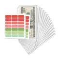 16 Pcs A6 Zippered Binder Envelope Pouches for 6-Ring Budget Cash System, Clear Inserts for Money Saving and Budgeting, With 42 Sticky Labels - size: A6