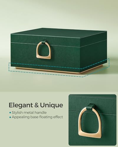 SONGMICS 2-Layer Jewelry Box with Handle, Removable Tray, Floating Effect - color: Forest Green