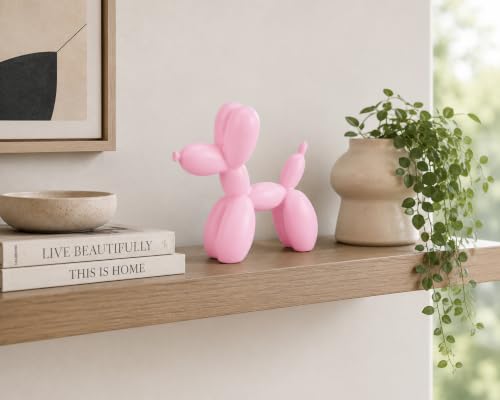 4 Inch Matte Pink Balloon Dog Sculpture - color: Pink
