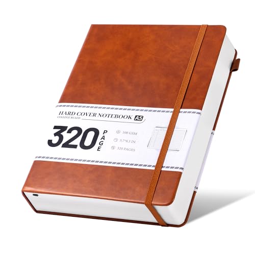 CAGIE Journal Notebook for Women Men Leather Journaling Diary Daily, Brown - color: Brown, style: Lined A5