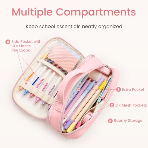 Sooez Pencil Case for Girls, Cute Large Capacity Pencil Pouch Pen Bag, Blue - color: Blue