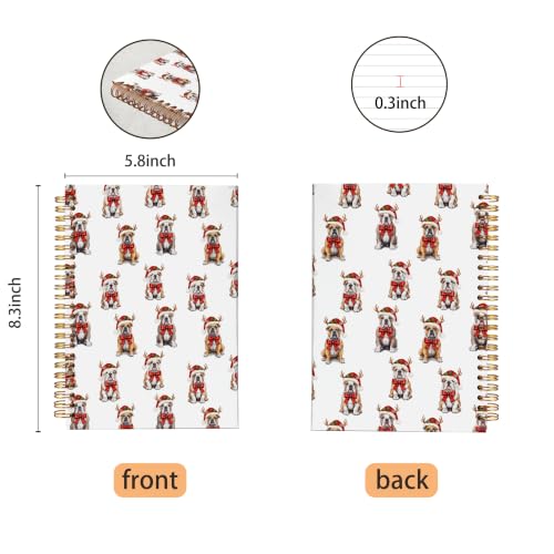 VNWEK Christmas Bulldog Spiral Notebook Journal 5.5x8.3 Inch - color: Christmas Bulldog