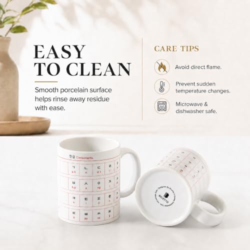 BICETTO Hangul Coffee Mug - Korean Alphabet Cup, K-Pop Gift Manuscript - color: Square Manuscript