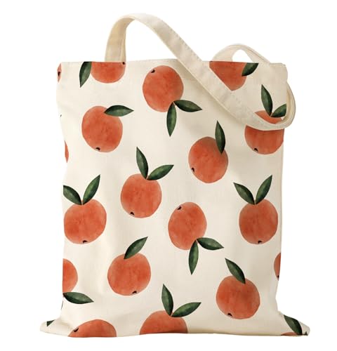 Miss Adola Cute Aesthetic Canvas Tote Bag for Women - color: Peach