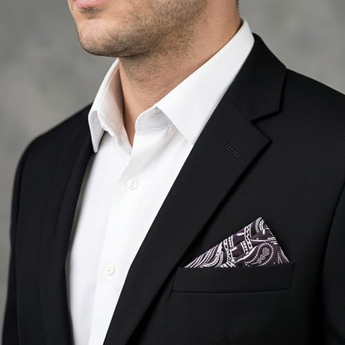 S&W SHLAX&WING Mens Pocket Square Paisley Multicolor Large for Business Wedding - color: Ah72