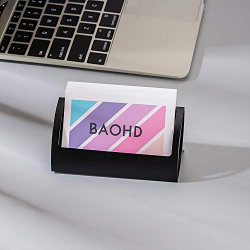 Metal Business Card Holder for Desk, Modern Aluminum Business Card Display Holder Stand, Desktop Name Card Rack Organizer Desk Accessory for Office Home (Black) - color: Black