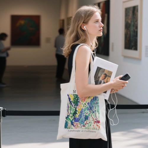 Art Canvas Tote Bag,Art Lovers Gifts,Aesthetic Tote Bag for Women. - color: White - Matisse 01