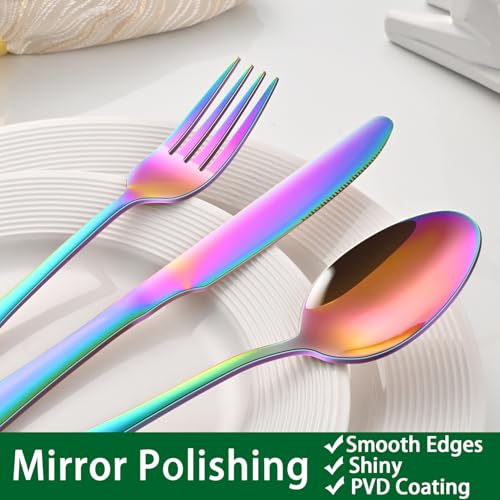 6.7 Inch Teaspoons Set Of 8, Colorful Rainbow Stainless Steel Dessert Spoons, Colored Small Spoons For Kitchen, Colored Silverware Spoons For Coffee - color: Rainbow