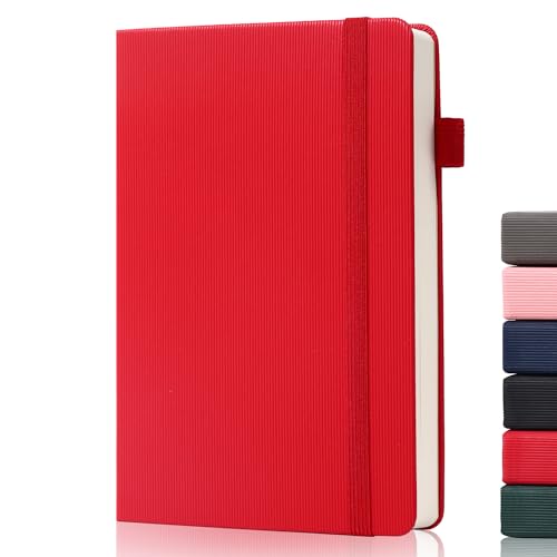 BOBO RABBIT Lined Journal Notebook for Work 100 GSM Thick Paper 300 Pages College Ruled A5 Notebook Hardcover Leather Journal for Writing School Office, 5.63"x8.43" - color: A-Red
