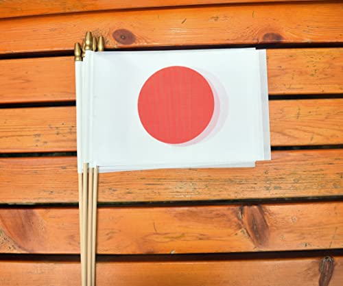 25Pack Small Japan Flag Handheld Mini Janpanese Flag on Stick 5x8 Inch - color: Japan