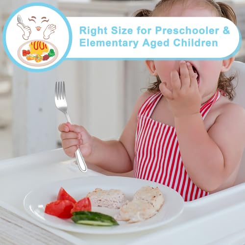 E-far Toddler Utensils, 10-Piece Stainless Steel Kids Fork and Spoon Set - color: Silver