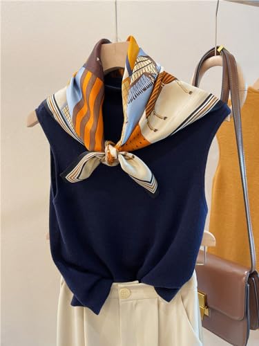 100% Mulberry Silk Scarf - 25.6" Square Neckerchief & Headscarf Gift Packed - color: Brown-3