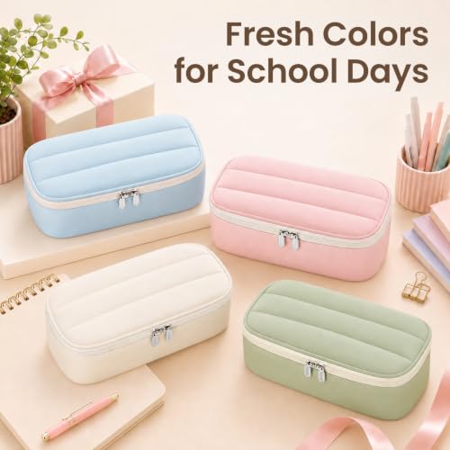Sooez Cute Pencil Case, Soft Puffers Pencil Pouch, Large Pen Pencil Bag - color: Black