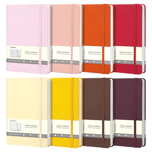 Comix 8 Pack Lined Journal Notebooks for Work, 240 Pages, 5.5"x8.3" - color: Retro Color, size: 8 Pack