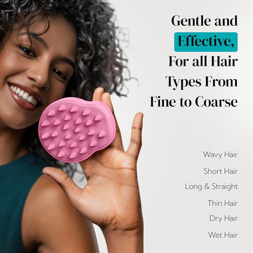 HEETA 2-Pack Large Scalp Massager Scrubber Shampoo Brush for Hair Growth - color: Pink & Purple