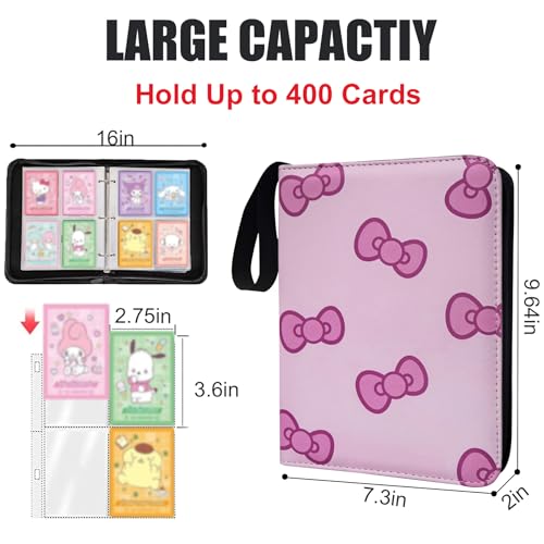 400 Pockets Pink Card Binder,Portable Shoulder Strap,Waterproof PU Bag,B292 - color: Pink Shoulder Strap-400