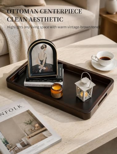 Hanobe 20" Large Wooden Ottoman Serving Trays for Coffee Table Decor