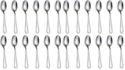 Teaspoons Set, Stainless Steel 18/0 Tea Spoon 12pcs, 6.29 Inches For Home, Kitchen Restaurant, Slilver (Pack of 2) - size: 12pcs-round (Pack of 2)