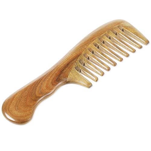 Onedor Handmade 100% Natural Green Sandalwood Hair Combs - Anti-Static Sandalwood Scent Natural Hair Detangler Wooden Comb (Extra Wide Tooth) - style: Extra Wide Tooth