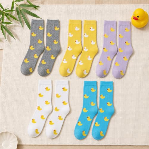 KONY Women's Animal Socks, Cotton Crew Fun Novelty Gifts, 5 Pairs - color: 5 Ducks - 5 Pairs