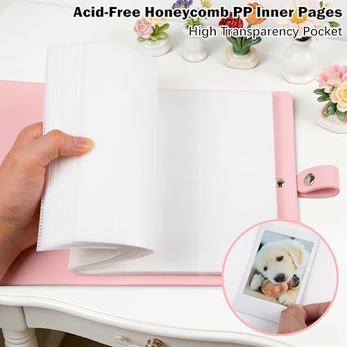 Ruibytree 320 Pockets Album for Instax Mini & Polaroid 2x3" Pictures, Pink - color: Pink