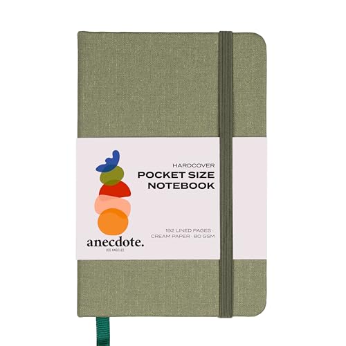 Anecdote Journal Notebook (5.5"x3.5" Pocket Size) 192 Lined Pages Hardcover - color: Olive Green, size: 5.5" x 3.5"