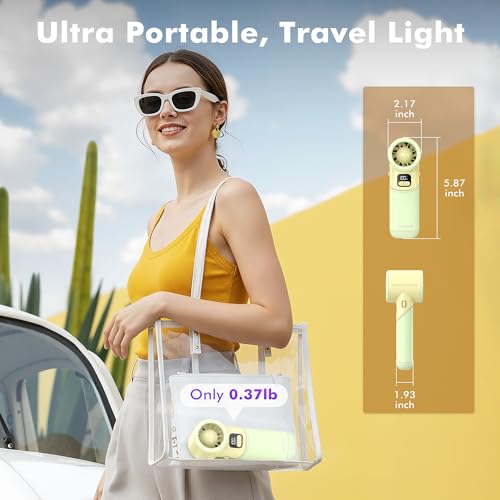 AMACOOL Portable Handheld Turbo Fan, Max 20 Hours Runtime, Gifts for Women - color: Light Green