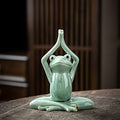 OwMell Ceramic Zen Frog Decor, Yoga Pose Meditation Frog Staute Figurine - style: Namaste