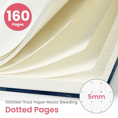 Taja Pretty Dotted Journal for Women, Aesthetic Hardcover Leather Journal - color: C-Sunset, size: B-Dotted